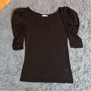 Melrose & Market Black Puff Sleeve Top Size XS